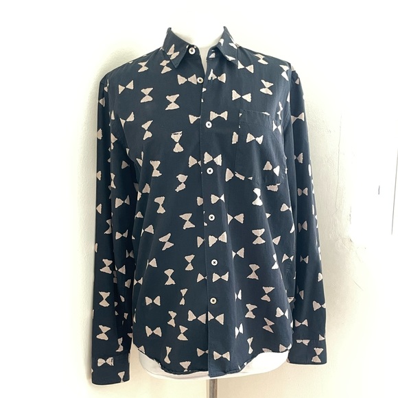 Our Legacy First Hourglass Print Indigo Button Up Shirt Long Sleeve Size: Medium - Picture 2 of 9